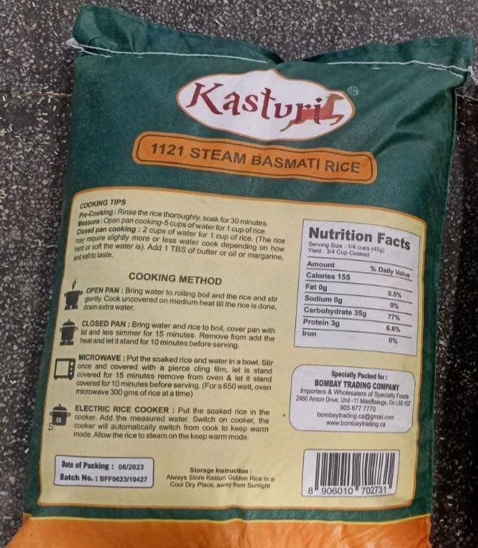 Kasturi 1121 Steam Basmati Rice - Premium Long Grain Aromatic Rice