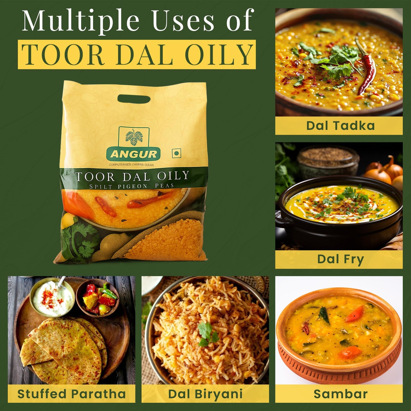 ANGUR Toor Dal Oily β Premium (10 Lbs )Split Pigeon Peas | 100% Natural & Protein-Rich