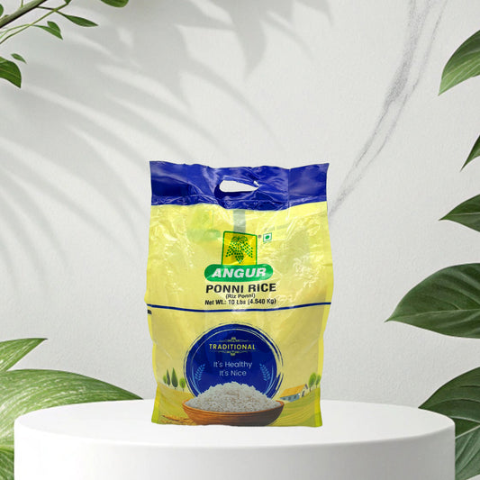 Premium Angur Ponni Rice –  (10 Lbs / 4.5 Kg) Naturally Aged Long Grain