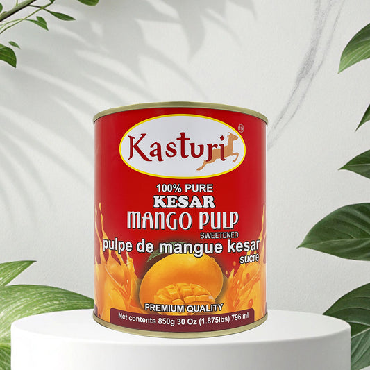 Kasturi Kesar Mango Pulp – 100% Natural Mango Puree 30oz (850g)